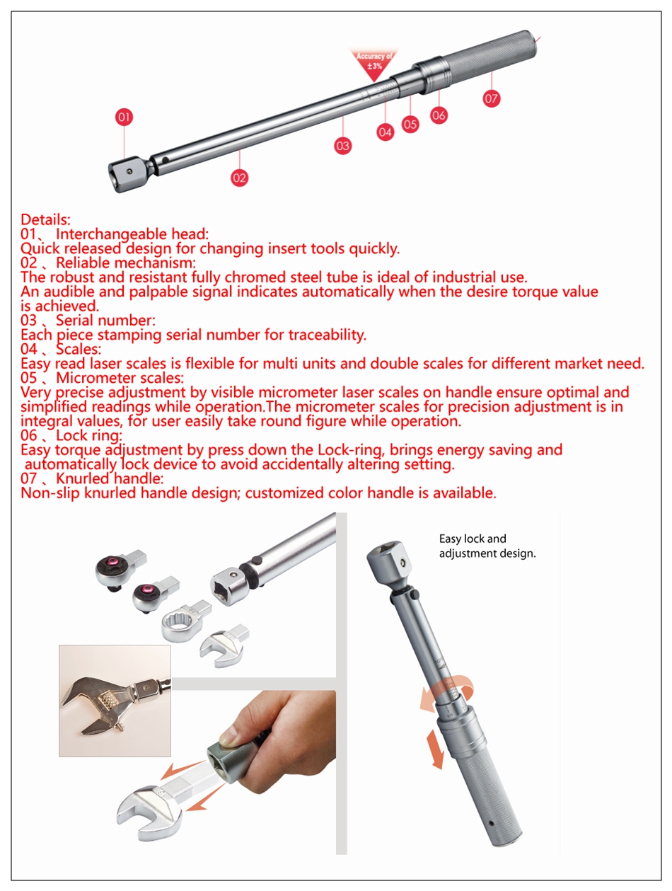 MXITA Accuracy 3% High precision professional Adjustable Torque Wrench car Spanner car Bicycle repair hand tools set