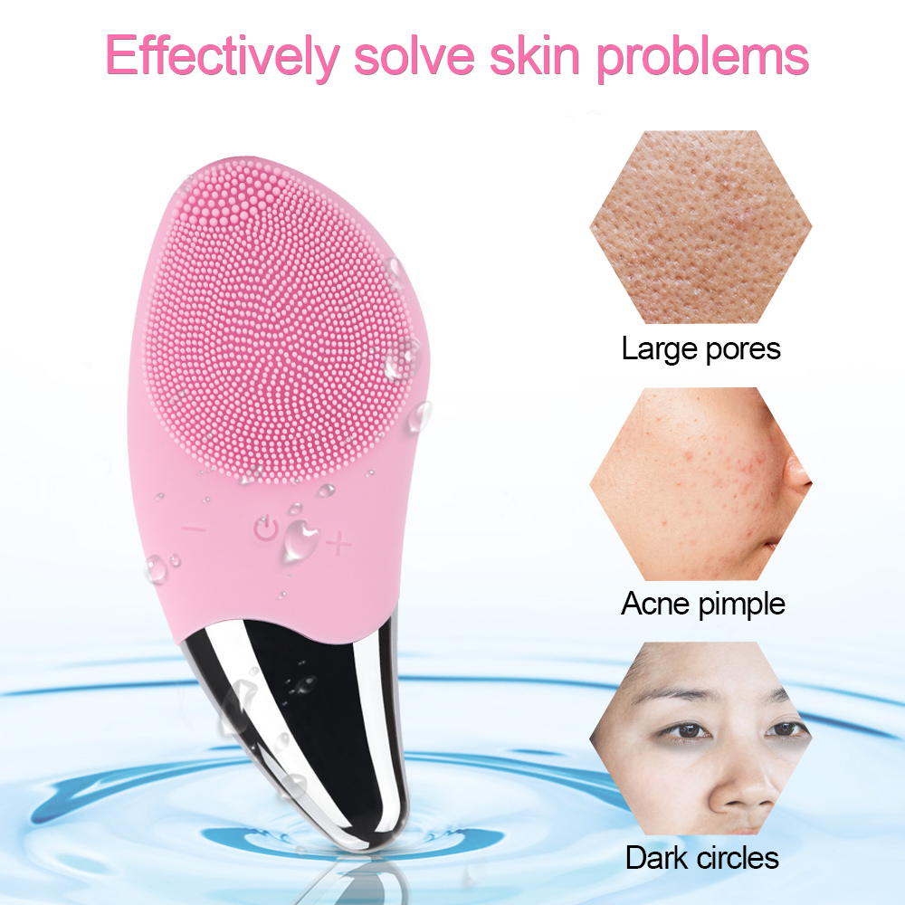 Electric Facial Cleansing Brush Waterproof Silicone Massage Brush Facial Deep Cleaning Tool Electric Sonic Cleanser Skin Care