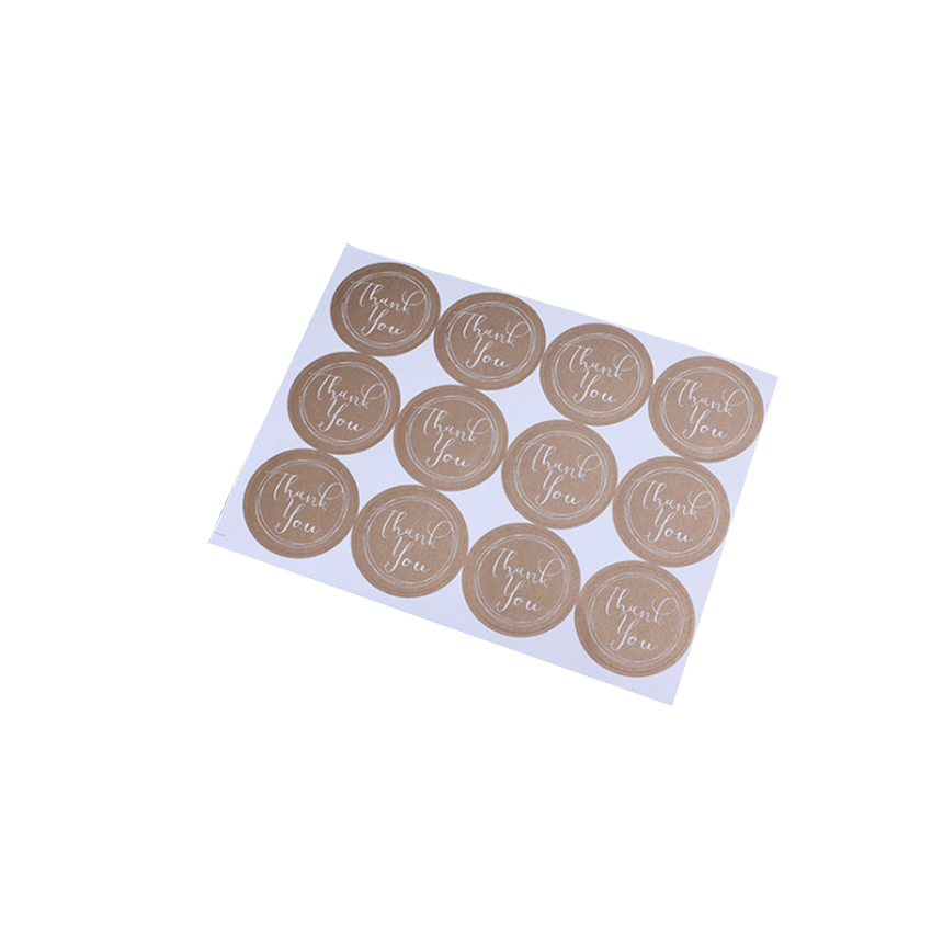 120pcs/lot Cute Round Thank You kraft Paper Label Sticker For Handmade Products DIY Self-adhesive Cake Packaging Label