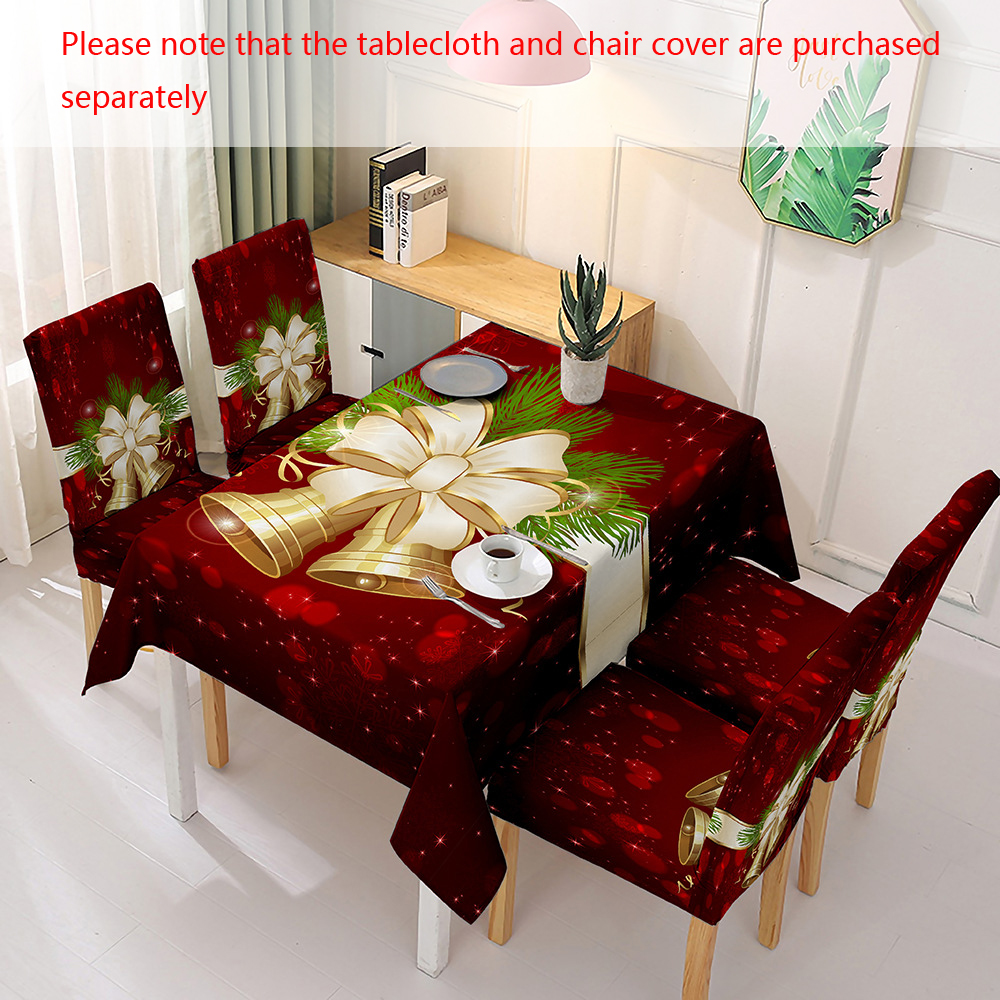 Waterproof Christmas Tablecloth And Chair Cover Elastic Santa Claus Rectangular Dinning Table Cover Cloth for Party Events Decor