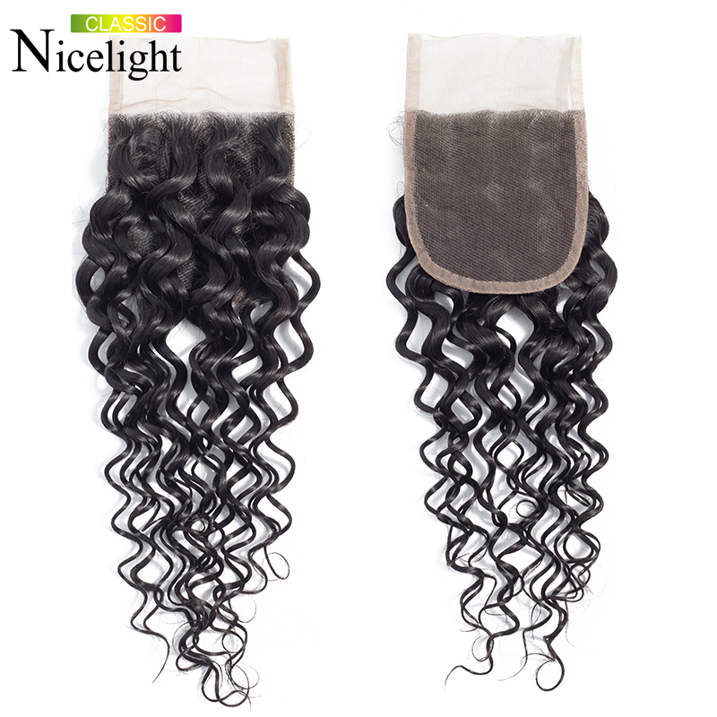 Water Wave Hair With Closure Indian Hair Extension 4X4 Lace Closure With Bundles Nicelight 3 Bundles With Closure Waterwave Hair