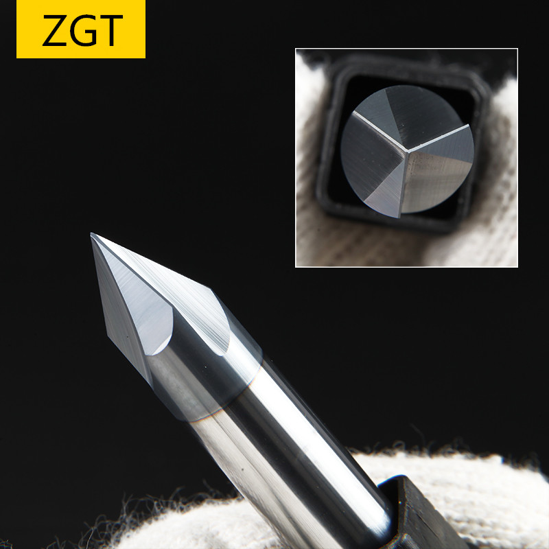 ZGT Chamfering Milling Cutter 60 90 120 Degree Coated 3 Flute Chamfer End Mill Carbide CNC Tungsten Steel Milling Cutter Endmill