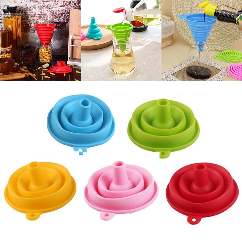 Kitchen Tool DIY Food-Grade Folding Silicone Funnel Funnel Merchandise Reusable Silicone Household Folding Kitchen Daily I9Q2