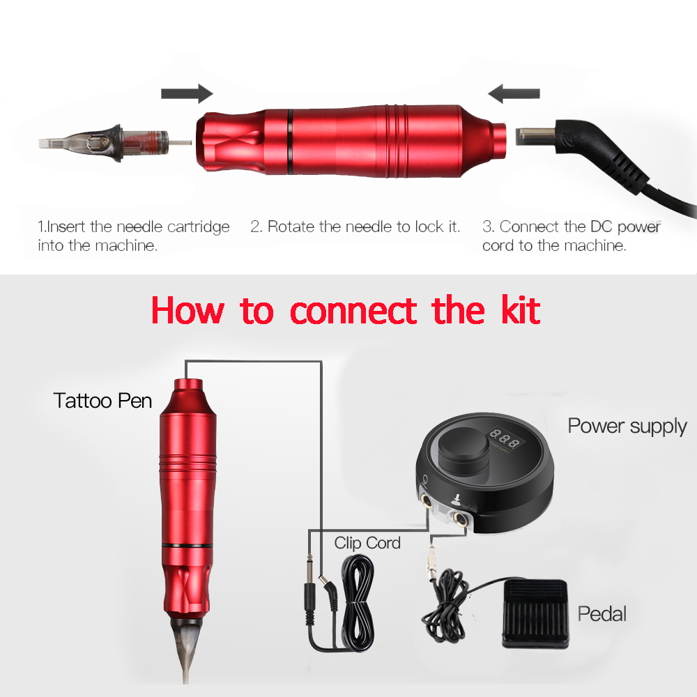 New Professional Rotary Tattoo Pen Permanent Makeup Machine Tattoo Gun Set Pen Tattoo Machine Rotary With Needles Gift Supplies