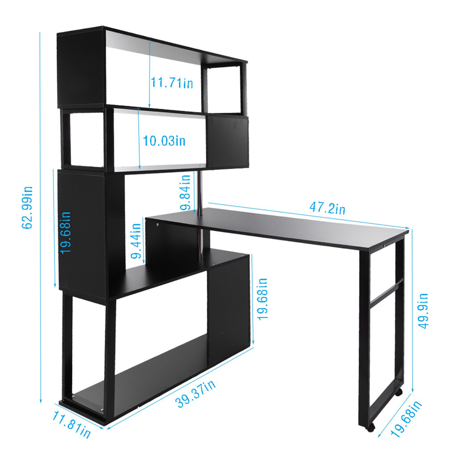 Laptop Desk With Shelves With Bookshelf Corner Computer Desk With Home Office Gaming Table Workstation Study Writing Desk#hwc