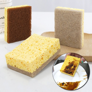 5PCS Kitchen Non-Scratch Dish Sponge Biodegradable Scrubbing Coir Sponges Coconut Wooden Pulp Scouring Pad Fiber Scrubber