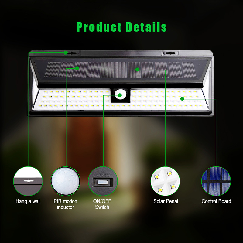 LED Solar Light Outdoor Solar Lamp PIR Motion Sensor Wall Light Waterproof Solar Powered Sunlight for Garden Decoration