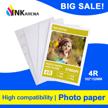 INKARENA 100 Sheets 4R High Glossy Photo Paper For Inkjet Printer Photo studio Photographer imaging Printing Paper 6 inch
