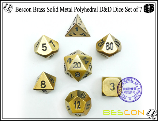 Bescon Brass Solid Metal Polyhedral D&D Dice Set of 7-1