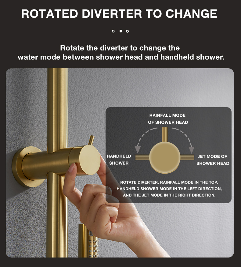 Round Shower Rod Set with Handheld