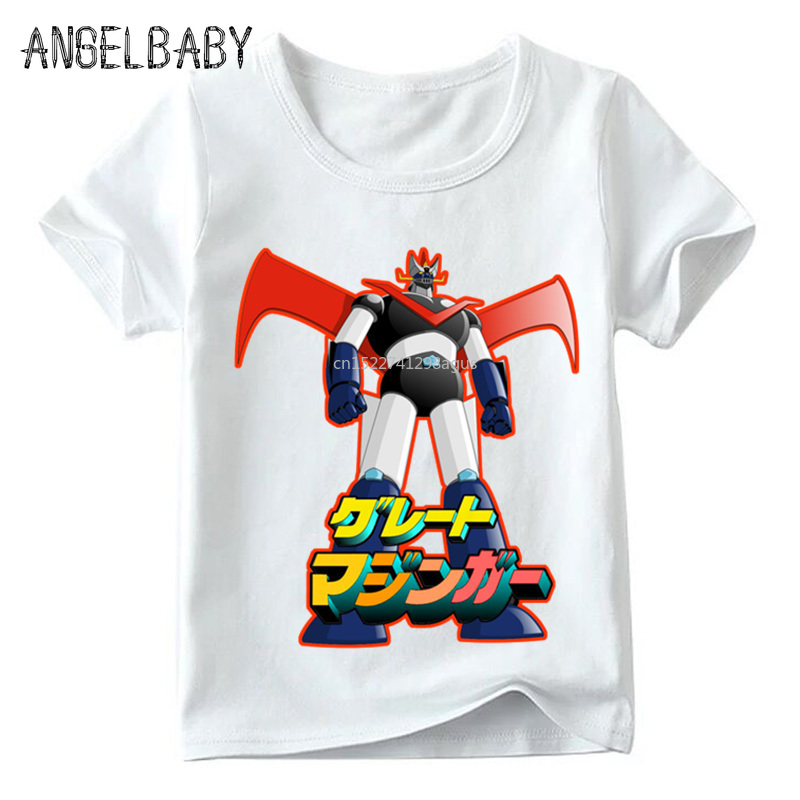 Baby Boys/Girls Japan Comic Mazinger Z Retro Print T shirt Summer Children Cartoon Tops Kids Funny T-shirt,ooo5186