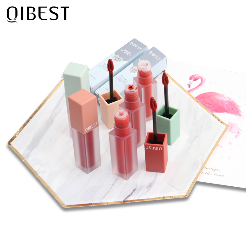 QIBEST Lip Gloss Lipstick Waterproof Velvet Lip Tint 5 Colors Red Pigments Beauty Lips Liquid Matte Lipgloss Makeup Cosmetic