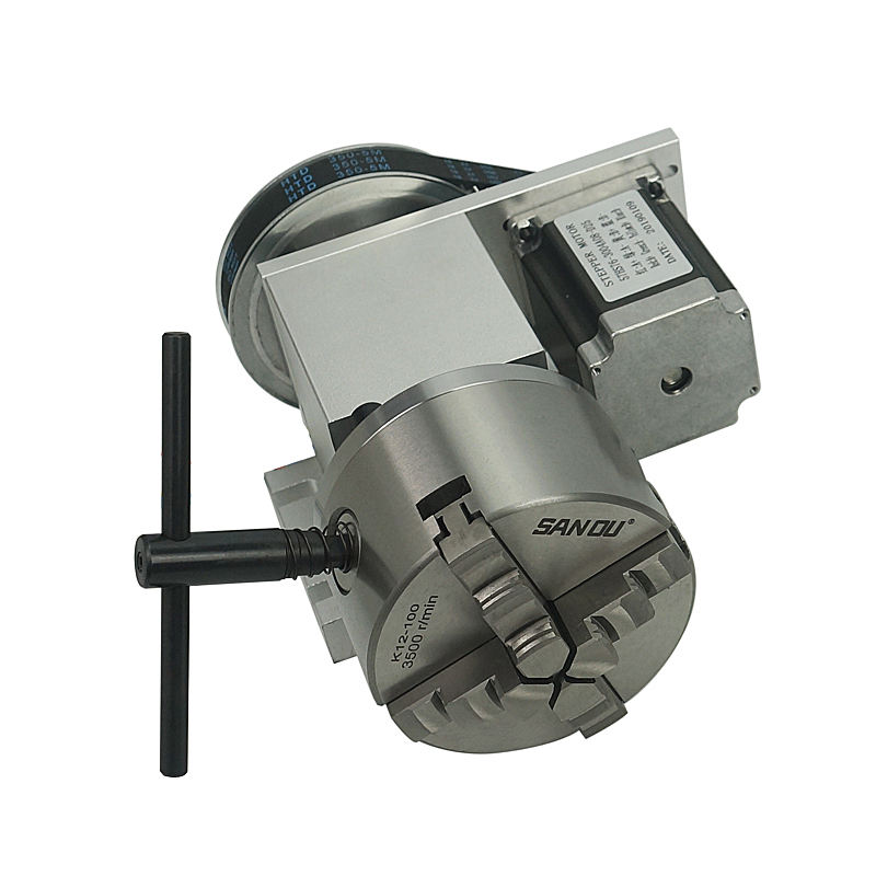 3 4 Jaw 100mm chuck hollow shaft 4th Axis CNC dividing head Rotary A axis kits for CNC router/milling engraving engraver