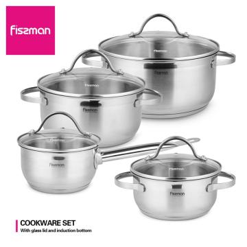 FISSMAN Gabriela Series Cookware Sets with Stainless Steel 1.5L Saucepan-1.5L Casserole-3.0L Saucepot-5.1L Saucepot