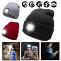 HOT SALES!!! Unisex Warm LED Light Battery Powered Beanie Hat Cap for Outdoor Hunting Camping Woolen Yarn Cap with flashlight