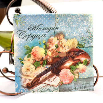 10pcs 33*33cm Violin Flower theme paper napkins serviettes decoupage decorated for wedding party virgin wood tissues