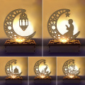 HUIRAN EID Wooden Candle Holder Eid Mubarak Ramadan Decoration For Home Ramadan Kareem Muslim Islamic Festival Party DIY Decor