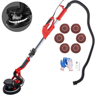 Electric Drywall Sander 750W Foldable with LED Lights + Vacuum Bag Disc Sander