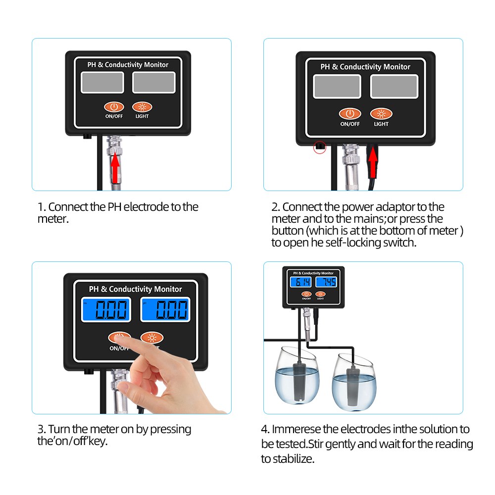 Digital Online PH EC Conductivity Monitor Meter Tester Water Quality Real-time Continuous Monitoring for Fish Tank Aquarium