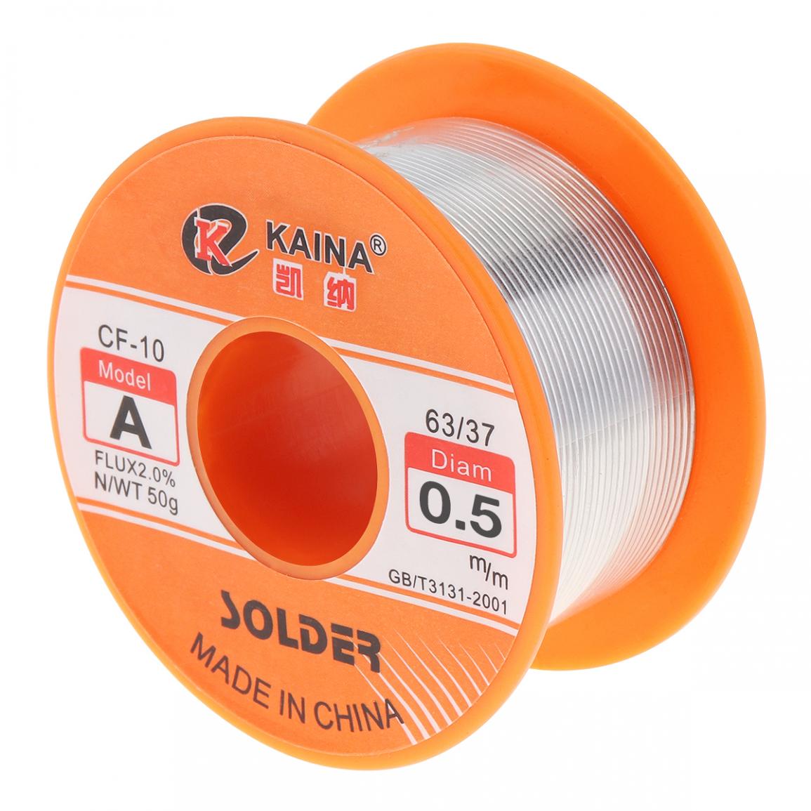 63 /37 50g 0.5mm No-clean Rosin Core Solder Tin Wire Reel with 2% Flux and Low Melting Point for Electric Soldering Iron