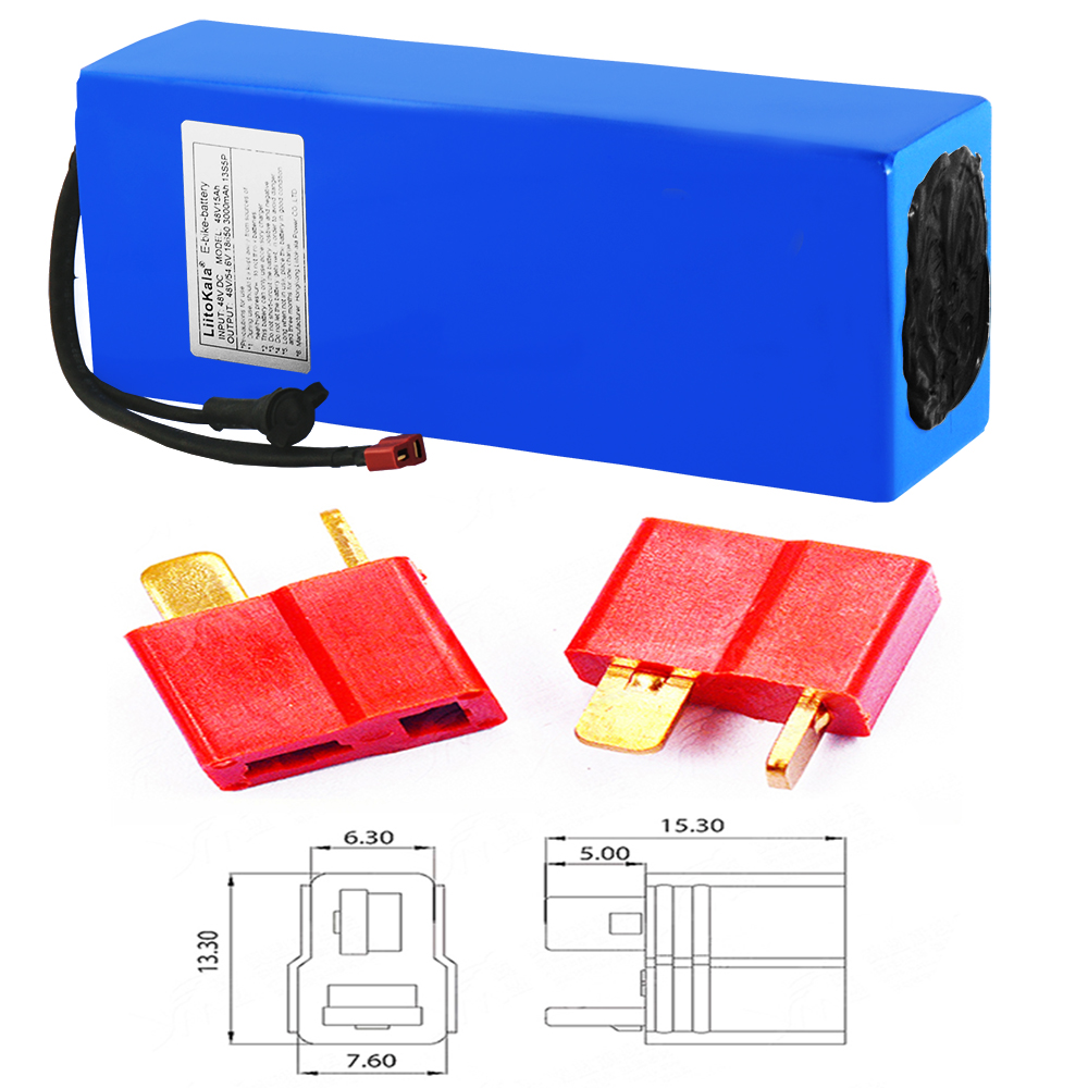 LiitoKala 48v 15ah 48V battery pack 48V 15AH 1000W Electric bicycle battery 48V15AH Lithium ion battery 30A BMS and 2A Charger