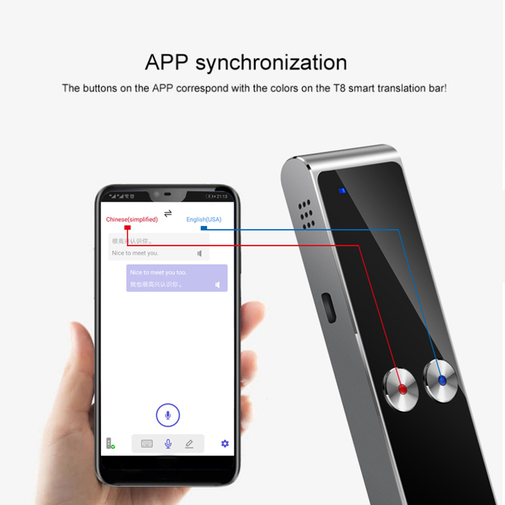 Portable T8 Smart Voice Speech Translator Two-Way Real Time 68 Multi-Language Translation For Learning Travelling Business Meet