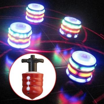 1pcs Wooden Luminous Music Gyro Imitation LED Light Spinning Top Laser Wood Gyro Colorful Lights Plus Line Flash Music Gyro