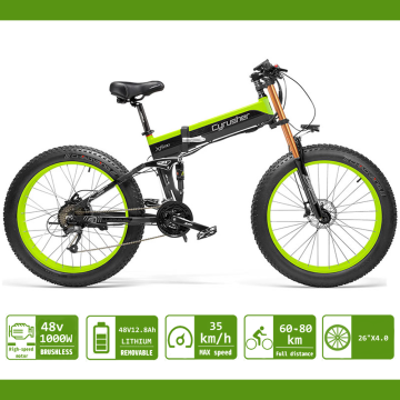 Electric Bike 1000W Fat Tire ebike 48v 12.8AH Anti-theft lithium Battery Folding ATV Cruiser XF690 Big Front Fork eBike