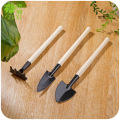 3pcs/lot Stainless Steel Plant Rake Shovel Soil Raising Flowers Wooden Handle Garden Plant Care Mini Portable Gardening Tools