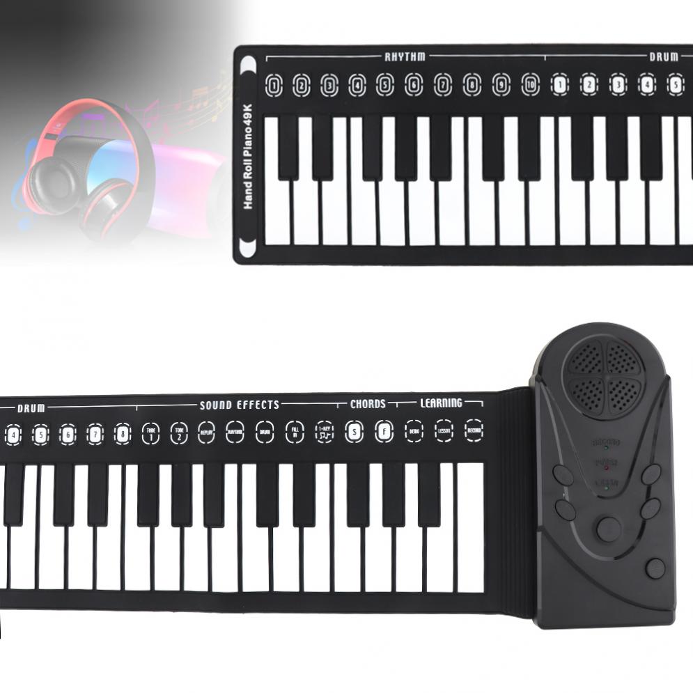 Electronic Organ 49 Keys Electronic Portable Silicon Flexible Hand Roll Up Piano Built-in Speaker Children Keyboard Organ