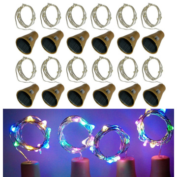 1/6/10Pcs Copper Wire LED Garland Solar Powered Cork Wine Bottle Lights Christmas LED String Light Party Wedding Decoration Lamp