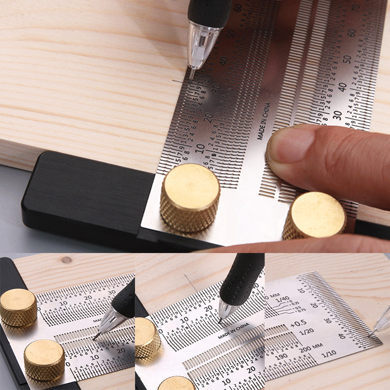 180-400mm Woodworking Scribe T-type Ruler Hole Scribing ruler woodworking crossed-out tool Marking Gauge Measuring Tool