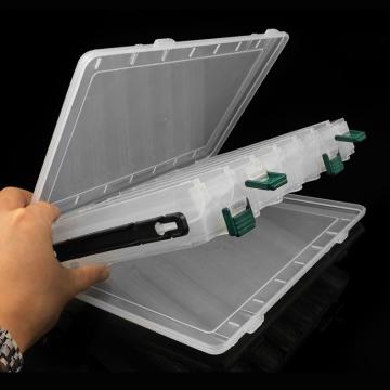 Double Sided 14 Compartments Fishing Lure Tackle Box Transparent Plastic Hook Rig Bait Storage Case Fish Tool Box Organizer