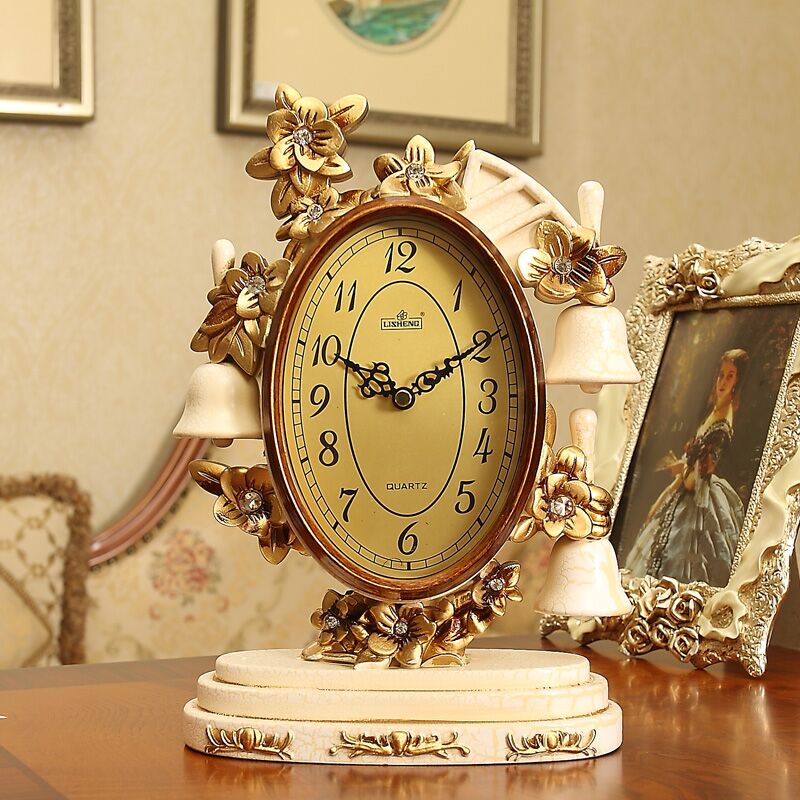European Clock Mute Living Room Bedside Table Clock Retro Bell Decoration Creative Ornaments Desk & Table Clocks
