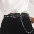 Women Punk Chain Fashion Belt Adjustable Double/Single Row Hole Pin Buckle Waist Belt Jeans Casual Female Decorative Waistband