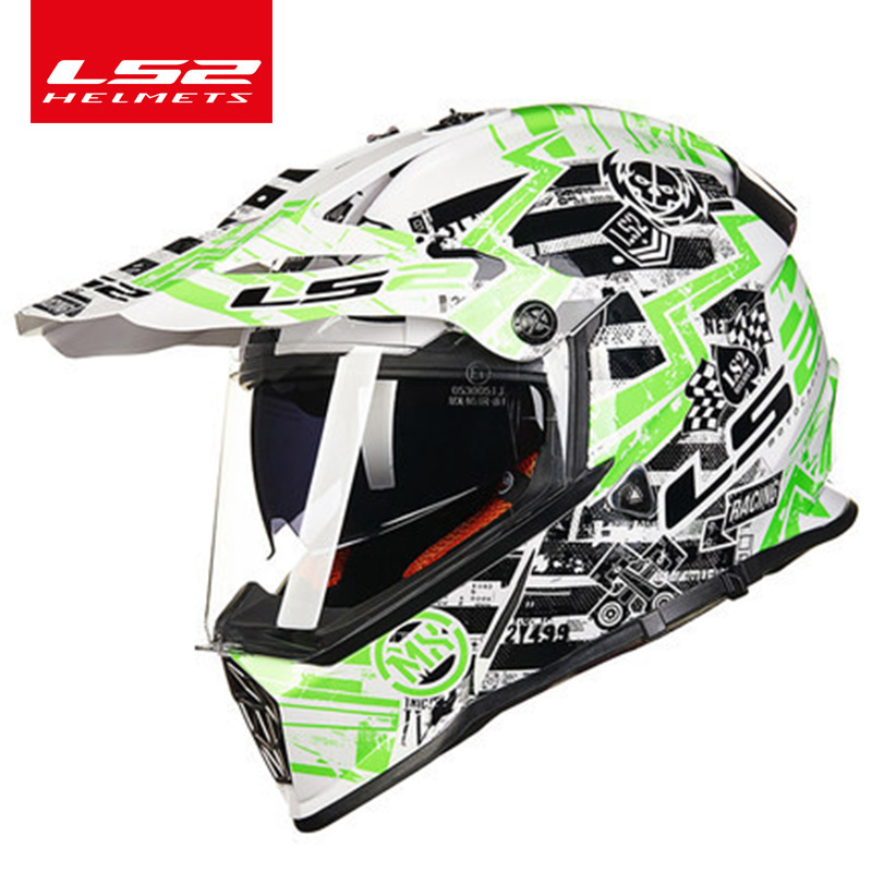 100% Genuine LS2 MX436 off road motorcycle helmet with sunshield Moto-Cross motocross helmet double lens racing moto ECE proved