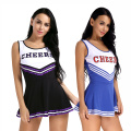 Womens Cosplay Party Costume Cheerleader School Uniform Sleeveless Round Neck Printed "CHEERS" Letters Fancy Mini Striped Dress