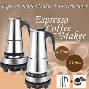 200/450ml Portable Espresso Coffee Maker Moka Pot Stainless Steel with Electric stove Filter Percolator Coffee Brewer Kettle Pot
