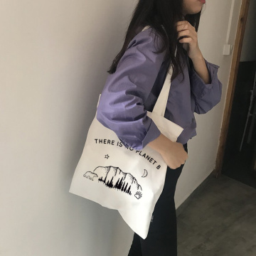 There Is No Planet B Canvas Tote Shoulder Bag Shopping Bags for Women Double Strap Casual Handbag Girls' School Books Bag