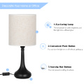 Bedroom Table Lamp with Linen Lampshade 2-Piece Set