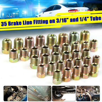 100% Brand New 35pcs Brake Line Fitting Nuts Kit For Inverted Flares On 3/16 & 1/4 Tube Tubing