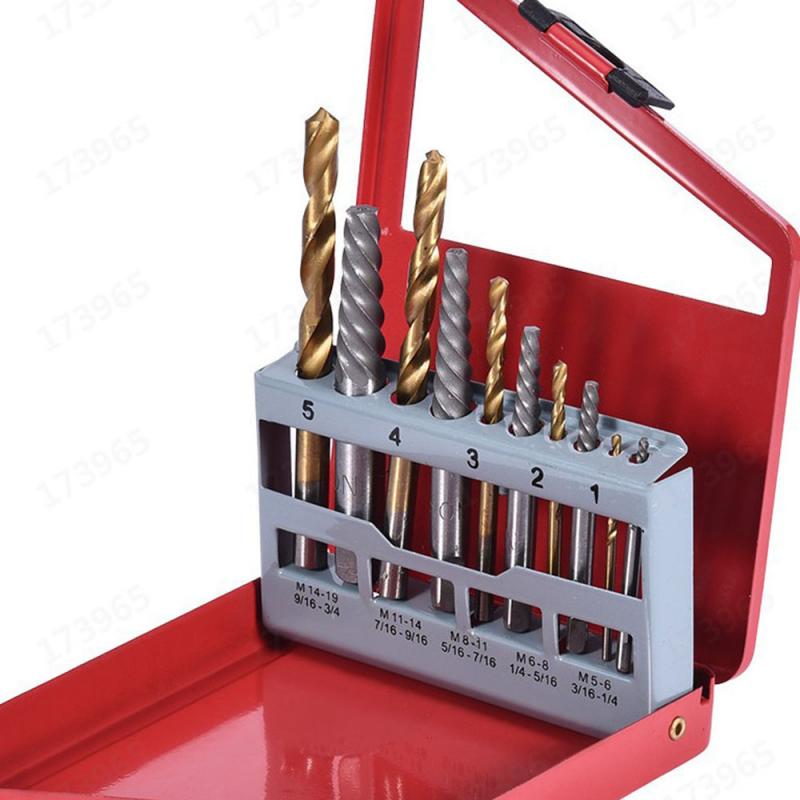 10 PCs Screw Extractor Set Iron Box Left Hand Cobalt Drill Bit Broken Bolt Removal Damaged Screw Extractor Set With Metal