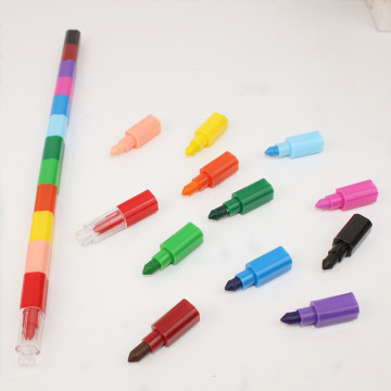 Creative Blocks Painting Crayon 12Colors Drawing Coloring Pens School Kids Writing Pens Stationery Supply A18