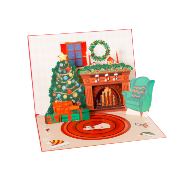 Christmas Fireplace Musical Pop Up Greeting Card