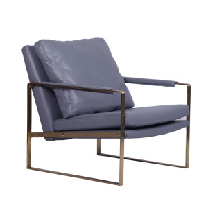 Modern Zara Stainless Steel Leather Lounge Chair