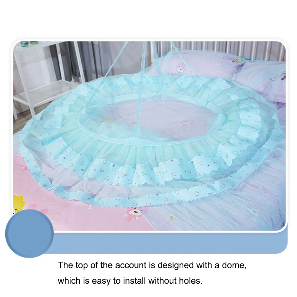 Round Top Canopy For Beds Ceiling-Mounted Mosquito Net Free Installation Foldable Bed Canopy with Hook Princess Bed Curtain