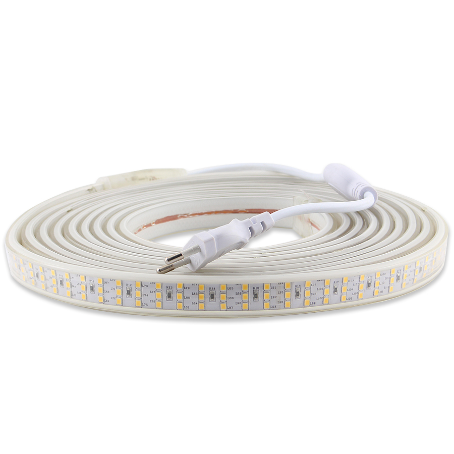 LED Strip 220 V 220V Three Row 276Leds/m SMD 2835 Waterproof IP67 LED Rope Lights Warm White Decoration Outdoor Garden Lamp Tape