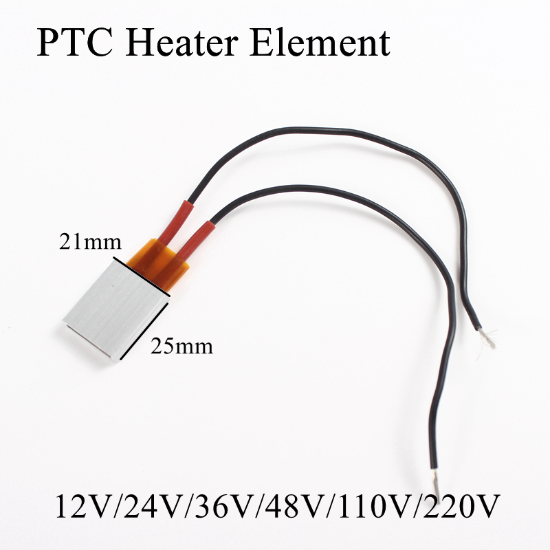 5Pcs 25x21mm 12V 24V 36V 48V 110V 220V PTC Heater Element Constant Thermostat Thermistor Air Heating Sensor Aluminum Shell
