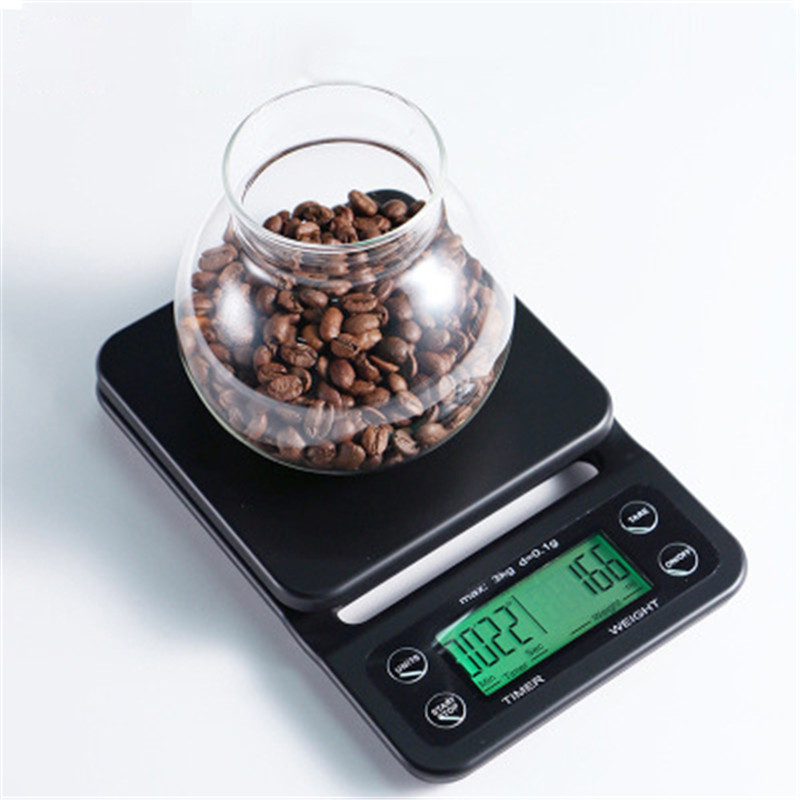 5KG/0.1g Coffee Scale 3KG/0.1g Kitchen Scale Digital Drip Coffee Scale with Timer Smart Electronic Scale Hand Punch Coffee Scale