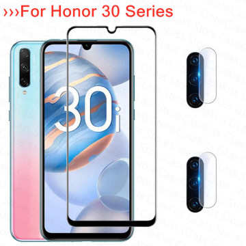 3-in-1 Tempered Glass for Huawei Honor 30i 30 30s Screen Protector Full Cover Front+Camera Protective Glass for honor 30 30s 30i